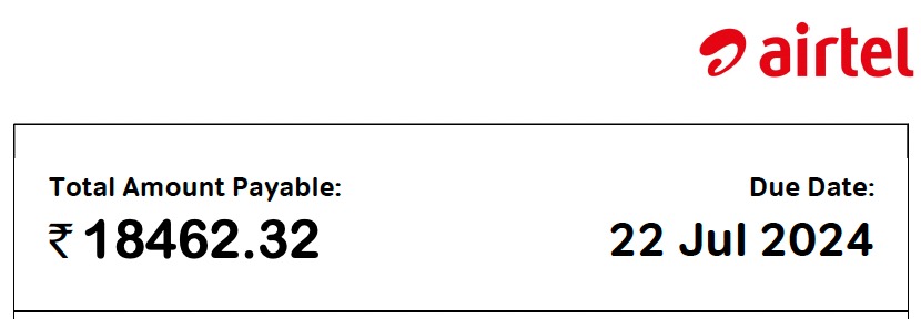 Airtel Bill Summary Screenshot