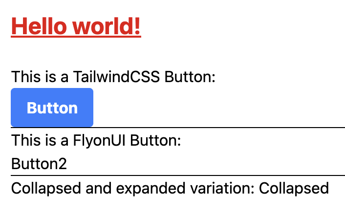 Sample page with Tailwindcss parts working