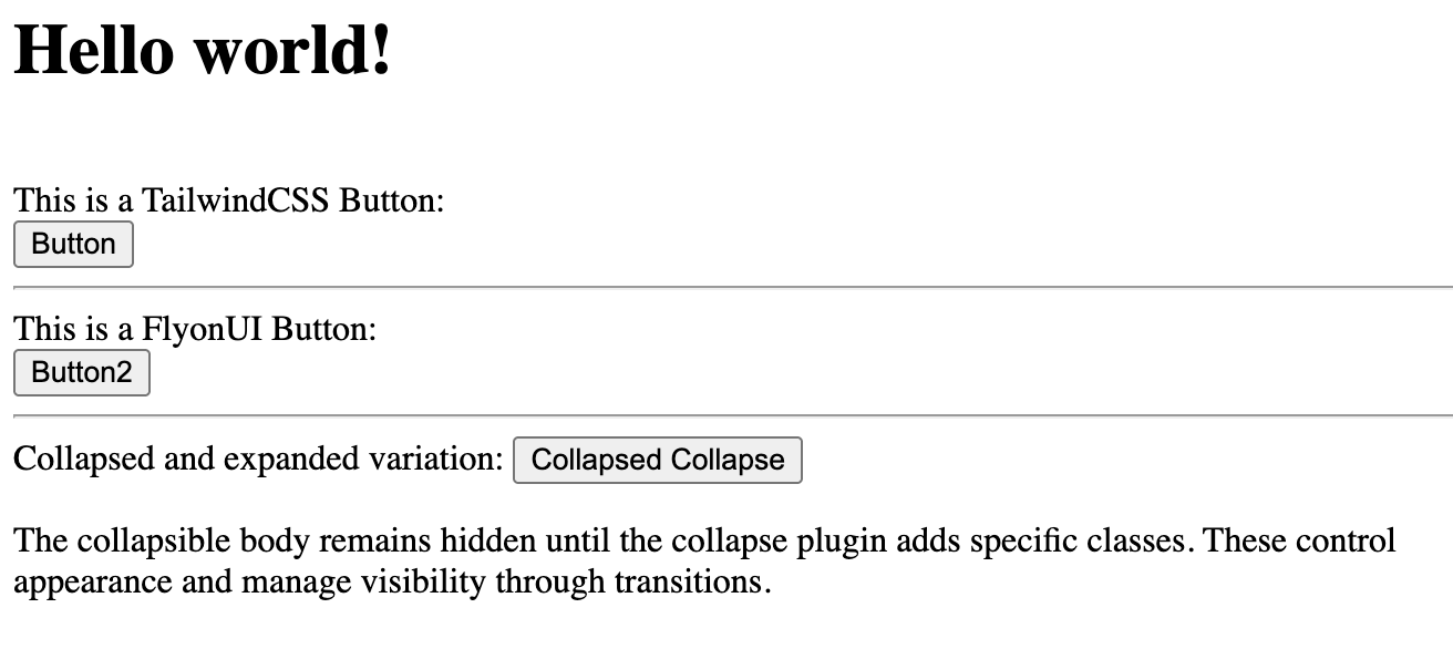 Starter Page with no styles rendered